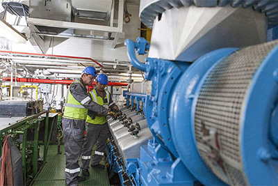 brandblussysteem in de machinekamer van het schip